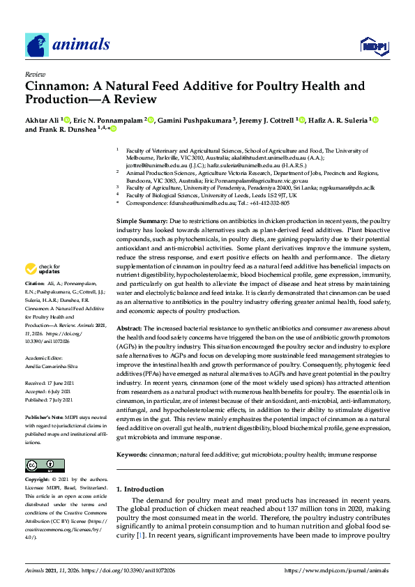(PDF) Cinnamon A Natural Feed Additive for Poultry Health and