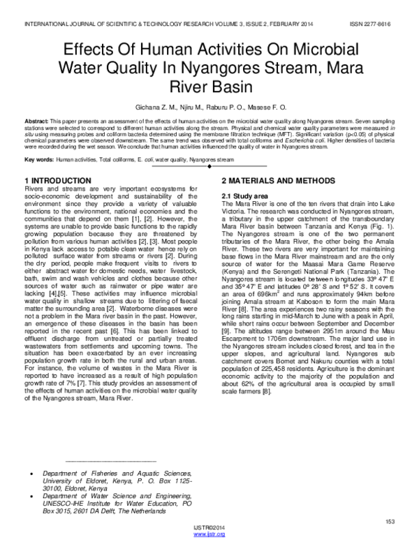 (PDF) Effects Of Human Activities On Microbial Water Quality In ...