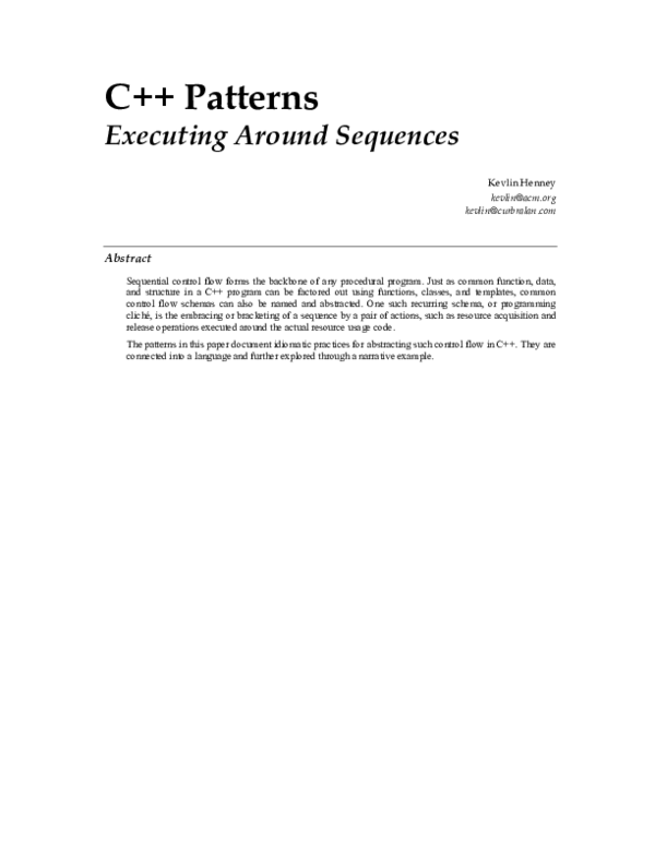 (PDF) C++ Patterns Executing Around Sequences