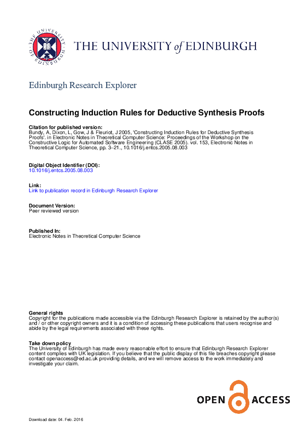 (PDF) Constructing Induction Rules for Deductive Synthesis Proofs
