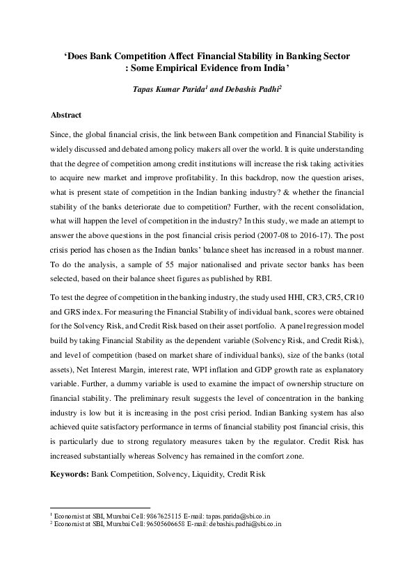 (PDF) ‘ Does Bank Competition Affect Financial Stability in Banking ...