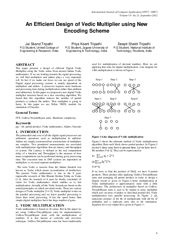 (PDF) An Efficient Design of Vedic Multiplier using New Encoding Scheme
