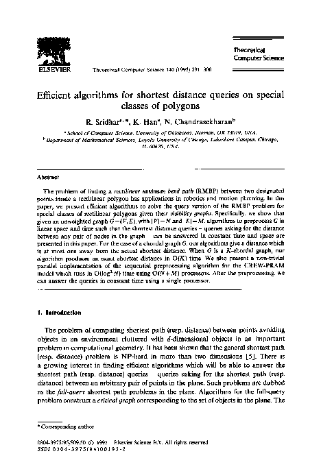 (PDF) Efficient algorithms for shortest distance queries on special ...