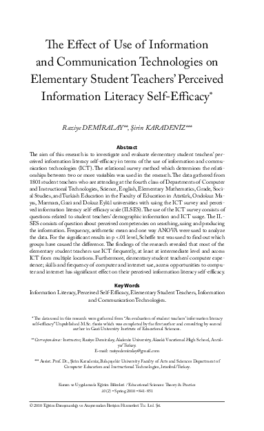(PDF) The Effect of Use of Information and Communication Technologies ...
