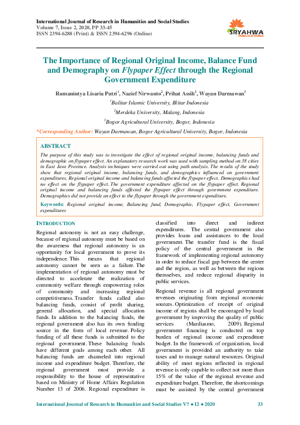 (PDF) The Importance of Regional Original Income, Balance Fund and ...