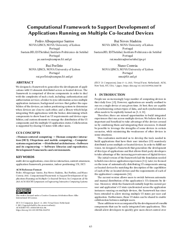 (PDF) Computational Framework to Support Development of Applications ...