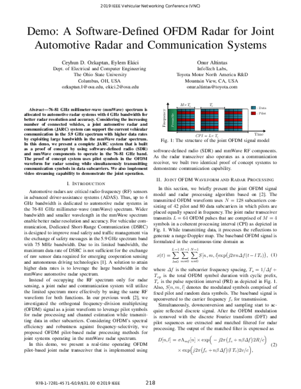 (PDF) Demo: A Software-Defined OFDM Radar for Joint Automotive Radar ...