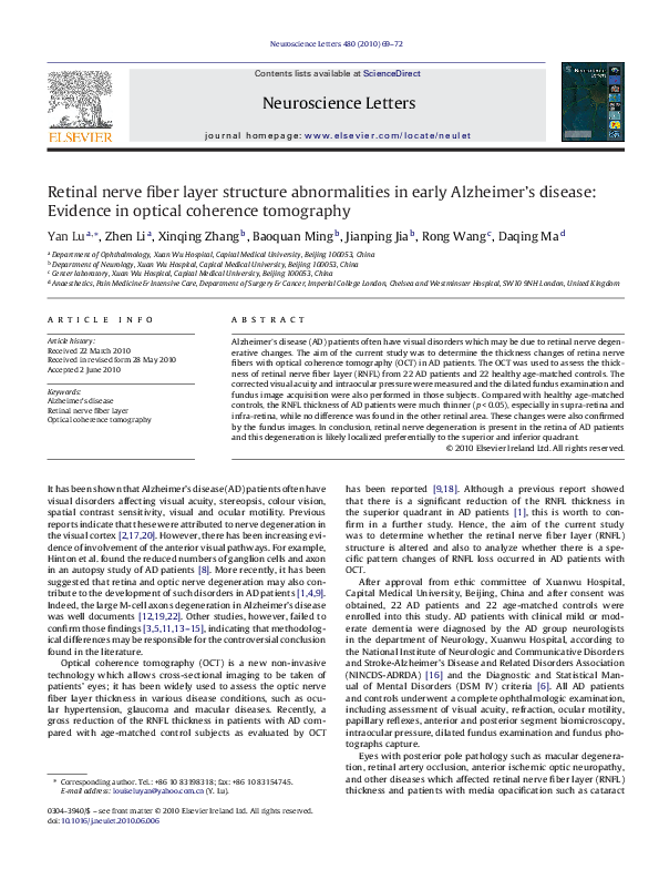 (PDF) Retinal nerve fiber layer structure abnormalities in early ...