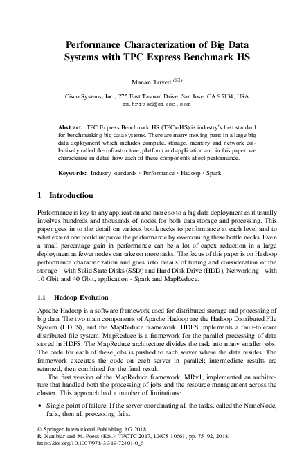 (PDF) Performance Characterization of Big Data Systems with TPC Express ...