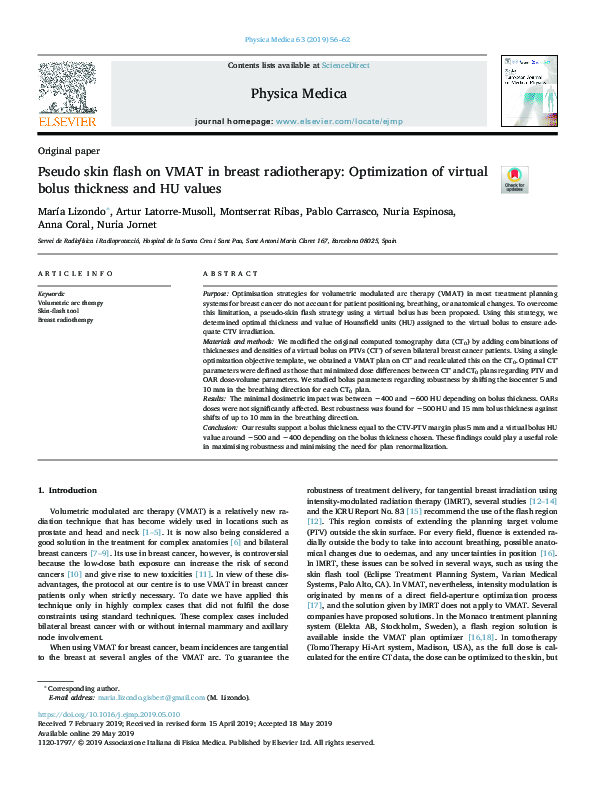 (PDF) Pseudo skin flash on VMAT in breast radiotherapy: Optimization of ...