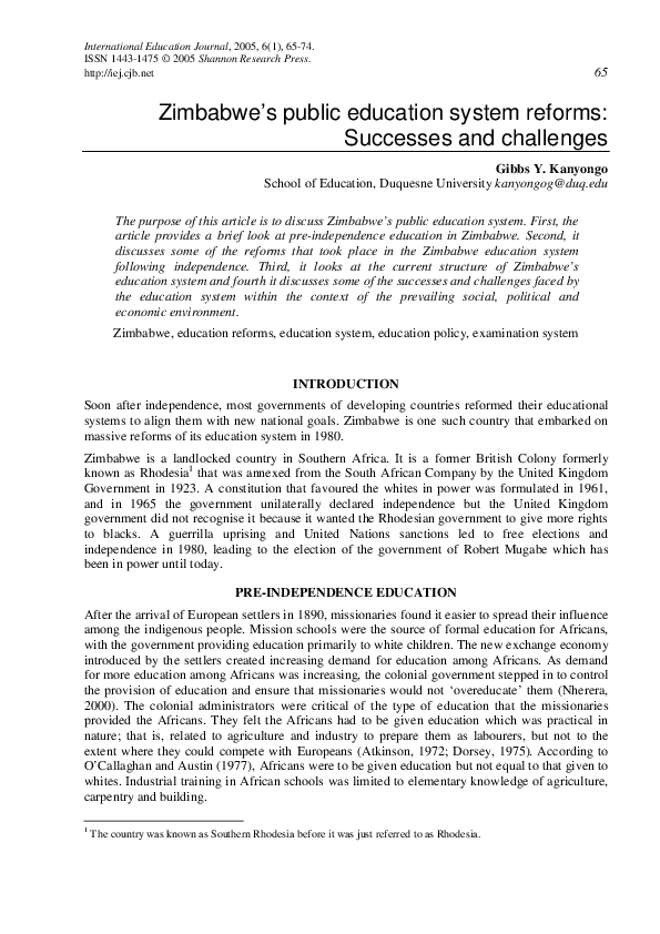 REDEFINING ZIMBABWE S EDUCATION SYSTEM PDF intelligence overview