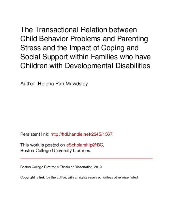 (PDF) The Transactional Relation Between Child Behavior Problems and ...