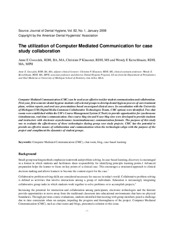 (PDF) The utilization of Computer Mediated Communication for case study ...