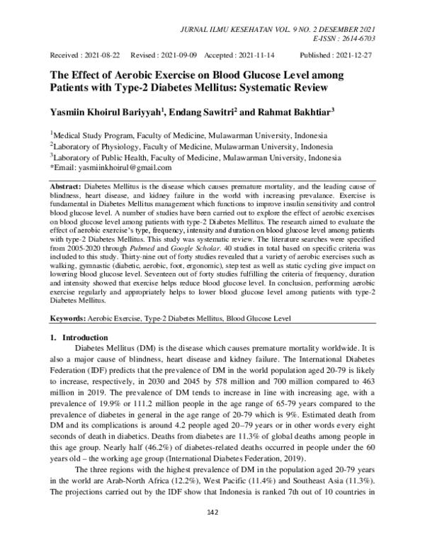 (PDF) The Effect of Aerobic Exercise on Blood Glucose Level among ...
