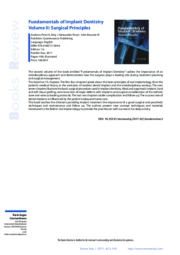 (PDF) Fundamentals of Implant Dentistry Volume II: Surgical Principles