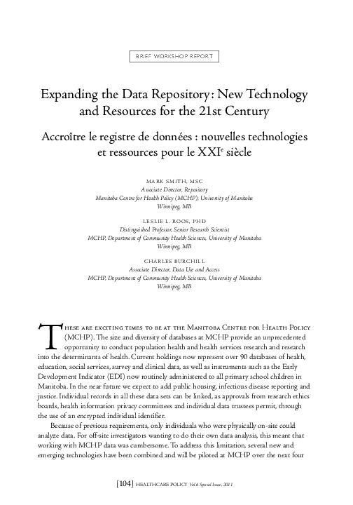 (PDF) Expanding the Data Repository: New Technology and Resources for ...