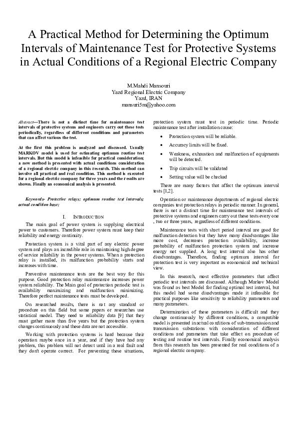 (PDF) A Practical Method for Determining the Optimum Intervals of ...