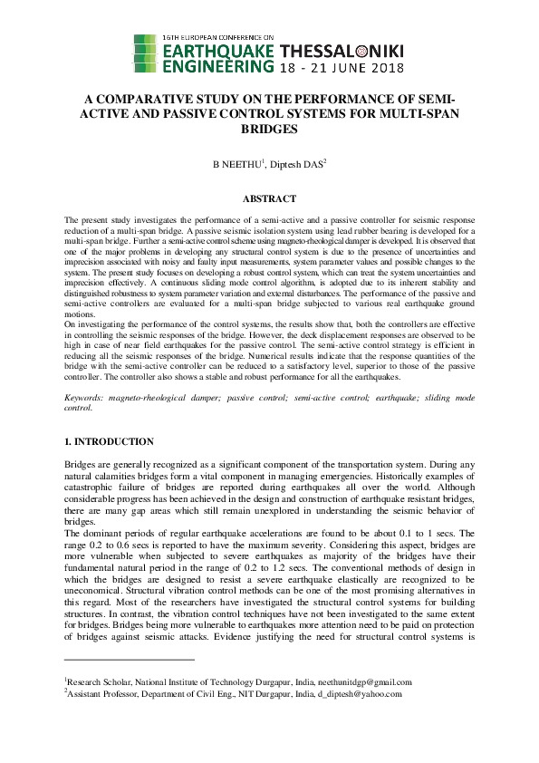 (PDF) A Comparative Study on the Performance of Semi- Active and ...