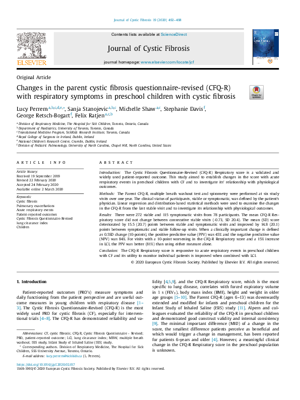 (PDF) Changes in the parent cystic fibrosis questionnaire-revised (CFQ ...