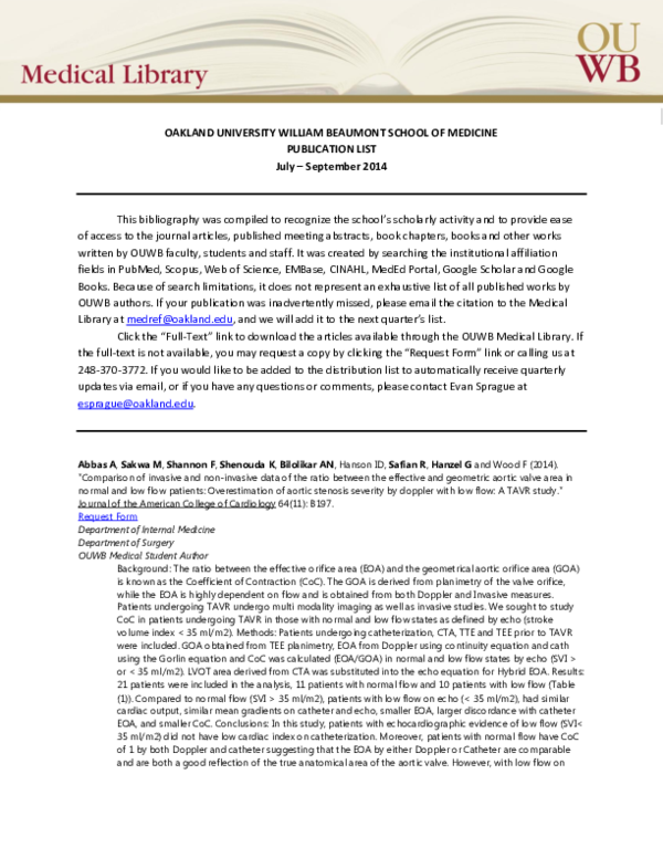 (PDF) Oakland University William Beaumont School of Medicine | Duane ...