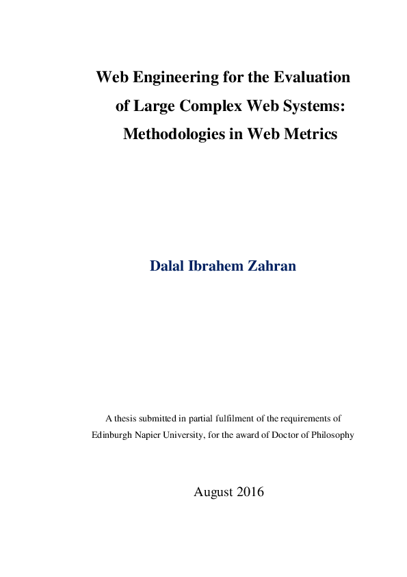 (PDF) Web engineering for the evaluation of large complex web systems ...
