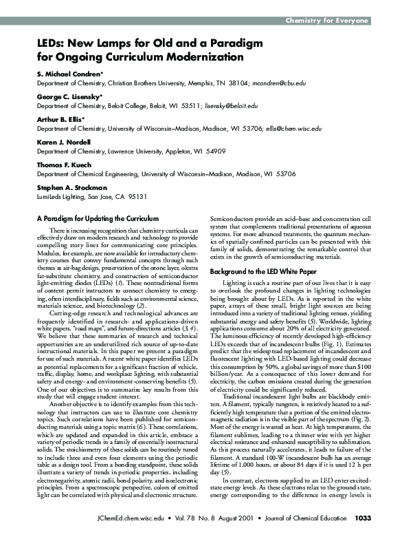 (PDF) LEDs New Lamps for Old and a Paradigm for Ongoing Curriculum