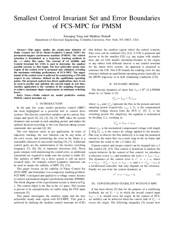 (PDF) Smallest control invariant set and error boundaries of FCS-MPC ...