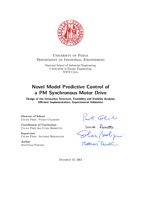 (PDF) Novel Model Predictive Control of a PM Synchronous Motor Drive ...
