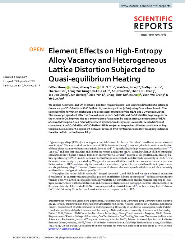 (PDF) Lattice distortion in a strong and ductile refractory high ...