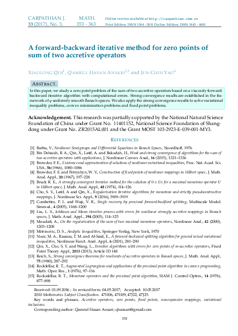 (PDF) A forward-backward iterative method for zero points of sum of two ...