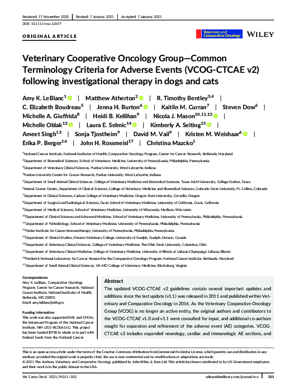(PDF) Veterinary Cooperative Oncology Group—Common Terminology Criteria ...