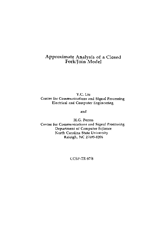 (PDF) Approximate analysis of a closed fork/join model