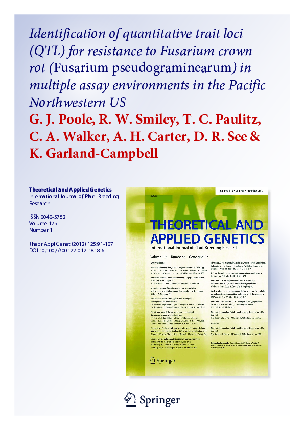 (PDF) Identifying quantitative trait loci (QTL) for resistance to ...