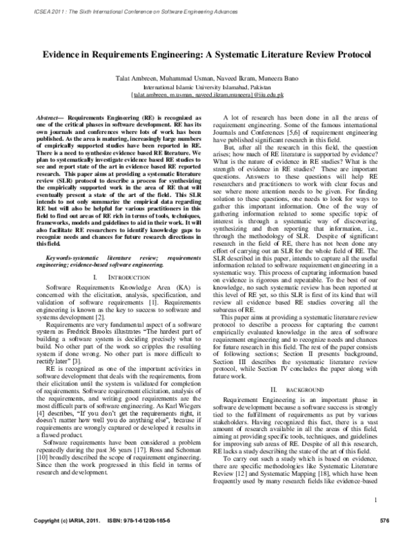 (PDF) Evidence in Requirements Engineering: A Systematic Literature ...