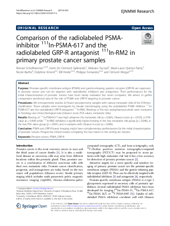 (PDF) Comparison of the radiolabeled PSMA-inhibitor 111In-PSMA-617 and ...