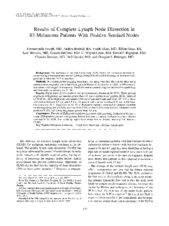 (PDF) Results of complete lymph node dissection in 83 melanoma patients ...