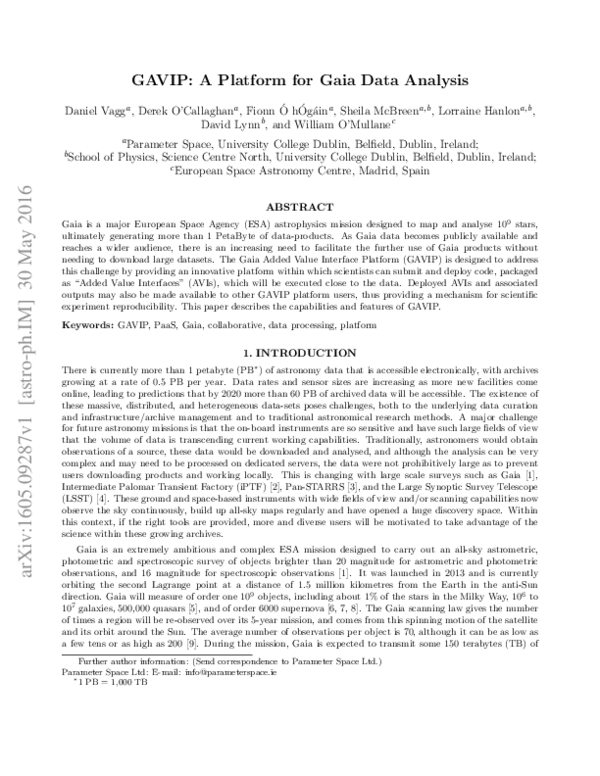 (PDF) GAVIP: a platform for Gaia data analysis