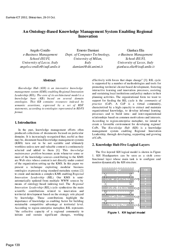 (PDF) An Ontology-Based Knowledge Management System Enabling Regional ...
