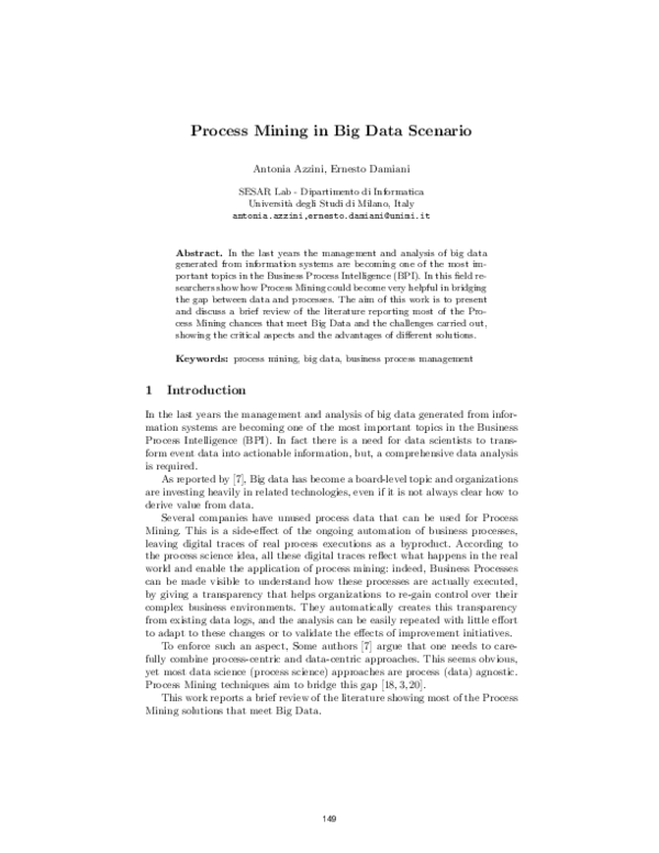 (PDF) Process Mining in Big Data Scenario
