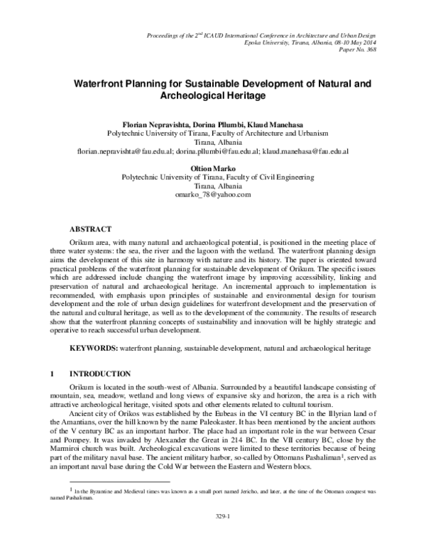 (PDF) Waterfront Planning for Sustainable Development of Natural and ...