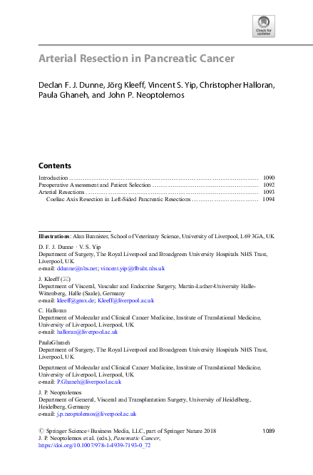 (PDF) Arterial Resection in Pancreatic Cancer