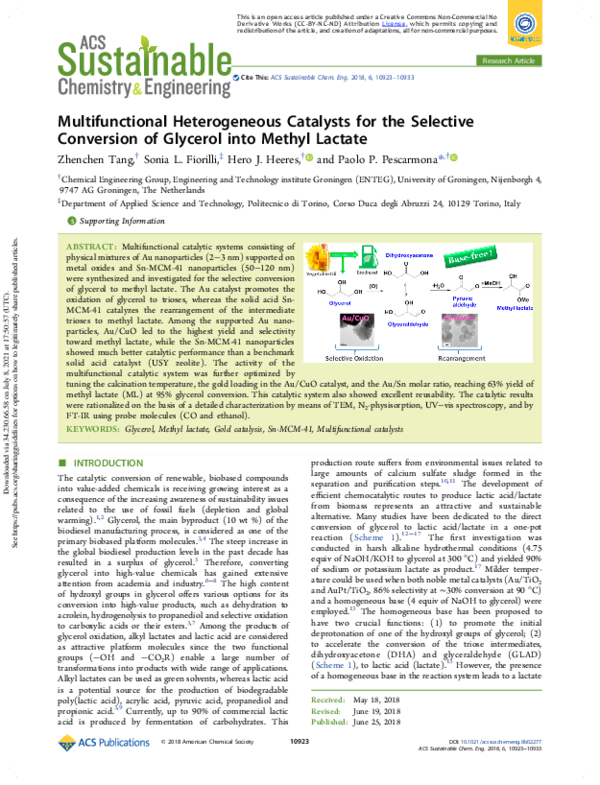(PDF) Multifunctional Heterogeneous Catalysts for the Selective ...