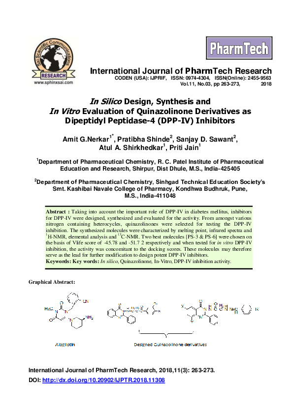 (PDF) In Silico Design, Synthesis and In Vitro Evaluation of ...