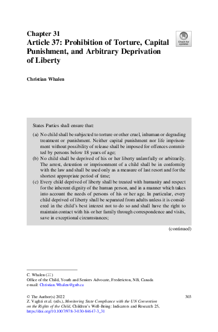 (PDF) Article 37: Prohibition of Torture, Capital Punishment, and ...