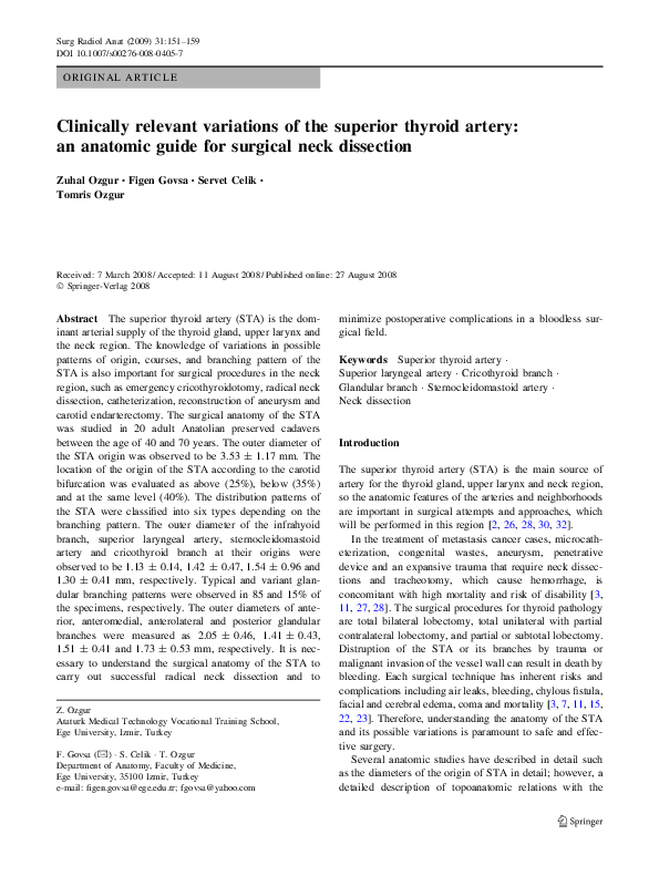 (PDF) Clinically relevant variations of the superior thyroid artery: an ...