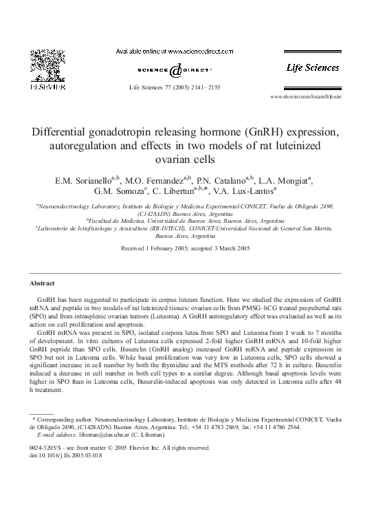 (PDF) Differential gonadotropin-releasing hormone (GnRH) and GnRH ...