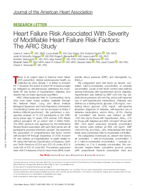 (PDF) Heart Failure Risk Associated With Severity of Modifiable Heart ...