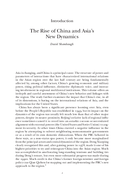 (PDF) Introduction: The Rise of China and Asia’s New Dynamics