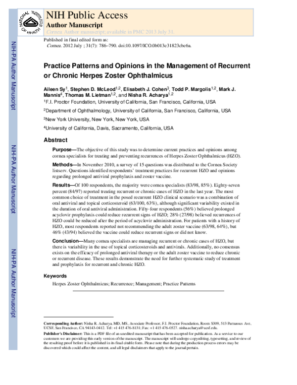 (PDF) Practice Patterns and Opinions in the Management of Recurrent or ...