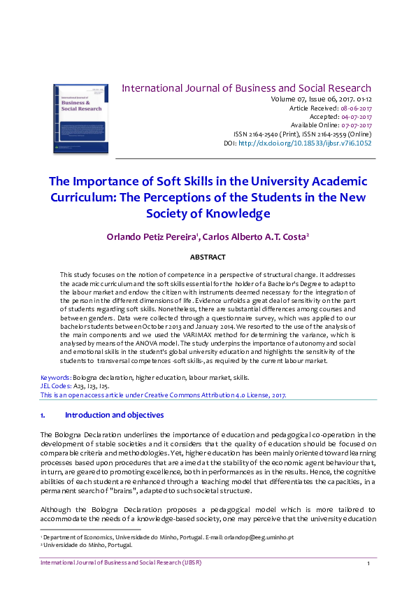 (PDF) The importance of soft skills in the university academic ...